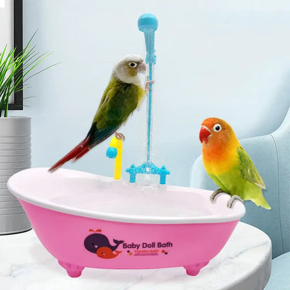 🦜 Happy Birdie Automatic Parrot Bath Tub | Cute Blue Shower Cage Accessory 🚿