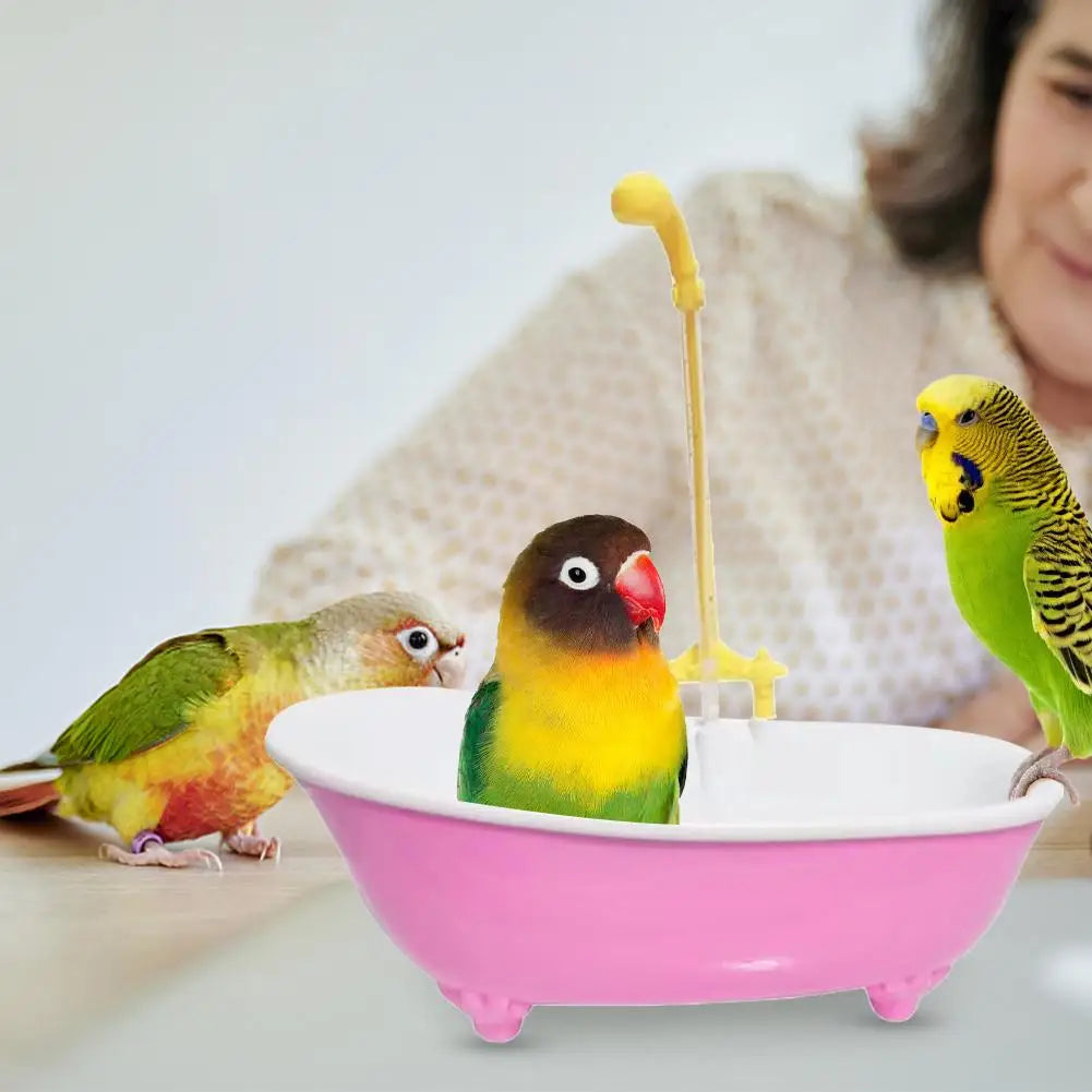 🦜 Happy Birdie Automatic Parrot Bath Tub | Cute Blue Shower Cage Accessory 🚿