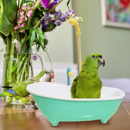 🦜 Happy Birdie Automatic Parrot Bath Tub | Cute Blue Shower Cage Accessory 🚿