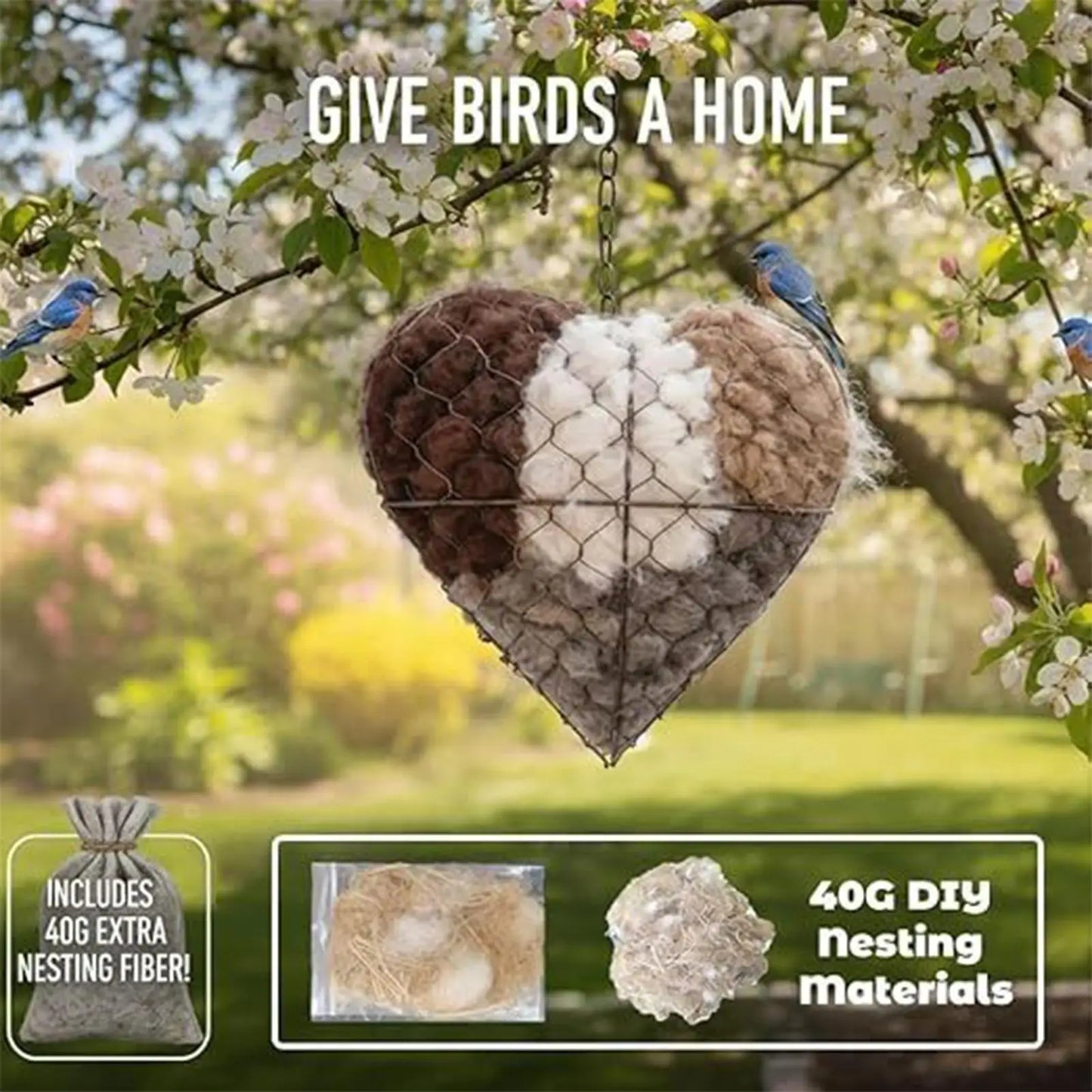 🔥LAST DAY 50% OFF -🕊️🏡Handmade Natural Alpaca Fiber Bird Nesting Heart❤️A Cozy Gift for Birds