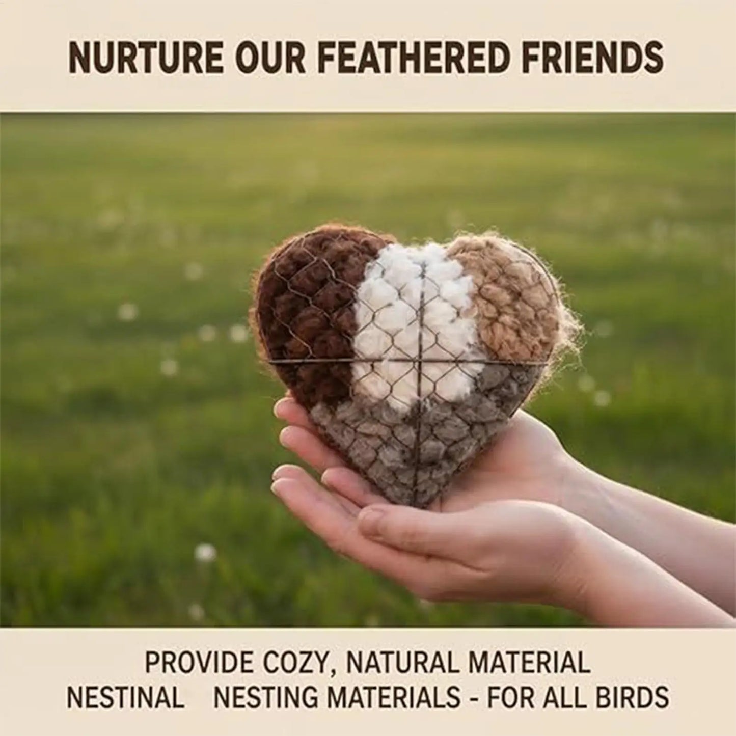 🔥LAST DAY 50% OFF -🕊️🏡Handmade Natural Alpaca Fiber Bird Nesting Heart❤️A Cozy Gift for Birds