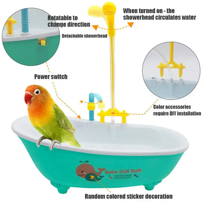 🦜 Happy Birdie Automatic Parrot Bath Tub | Cute Blue Shower Cage Accessory 🚿