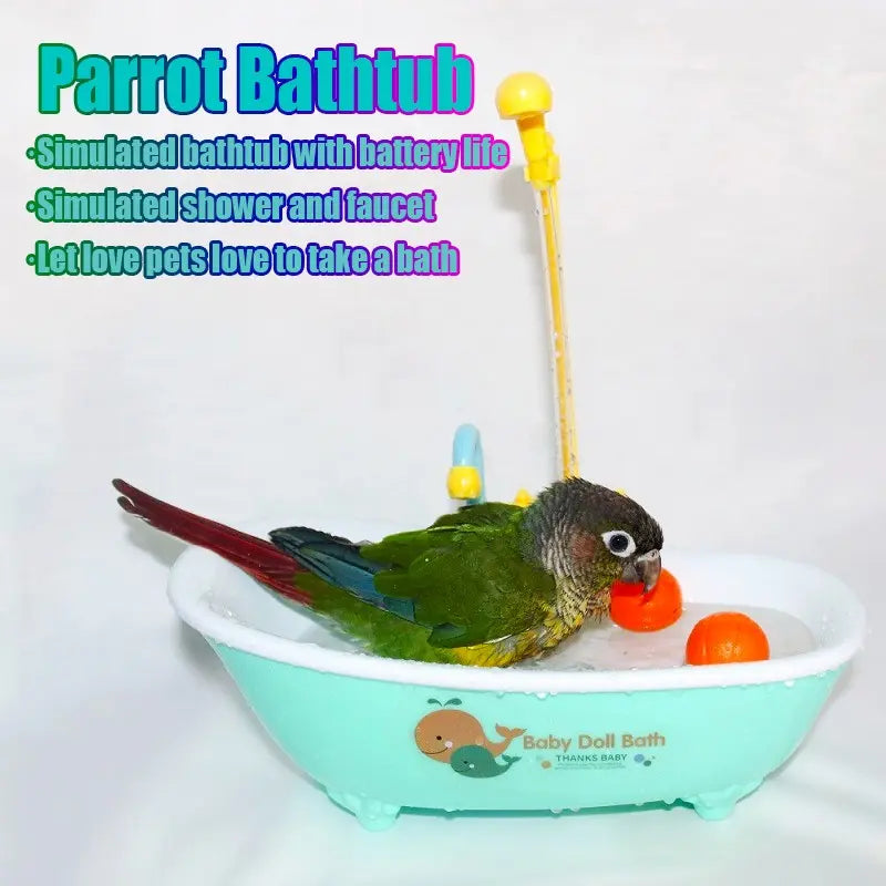 🦜 Happy Birdie Automatic Parrot Bath Tub | Cute Blue Shower Cage Accessory 🚿