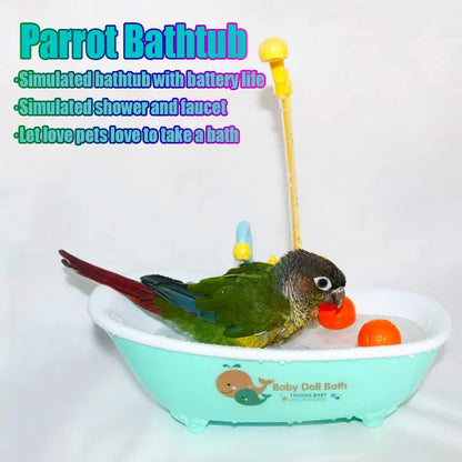 🦜 Happy Birdie Automatic Parrot Bath Tub | Cute Blue Shower Cage Accessory 🚿